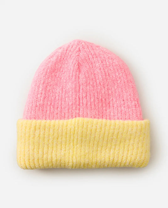 Rip Curl Women's 2 Tone Reg Revo Beanie Pink Yellow 02MWHE-2377