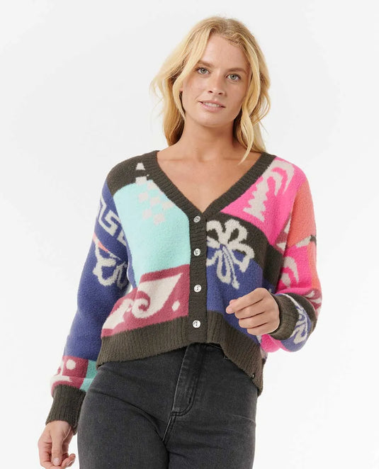Rip Curl Women's Keepsakes Jacquard Cardigan Pink 032WKN-0020