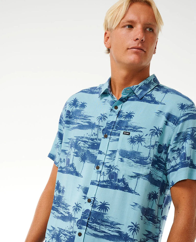 Load image into Gallery viewer, Rip Curl Men&#39;s Party Pack Short Sleeve Shirt Dusty Blue 032MSH-3458
