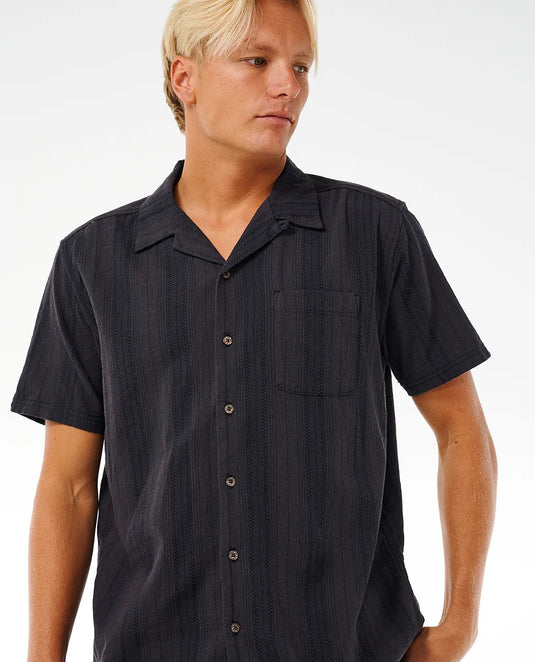 Rip Curl Men's Hula Check Mate Short Sleeve Shirt Black 033MSH-0090