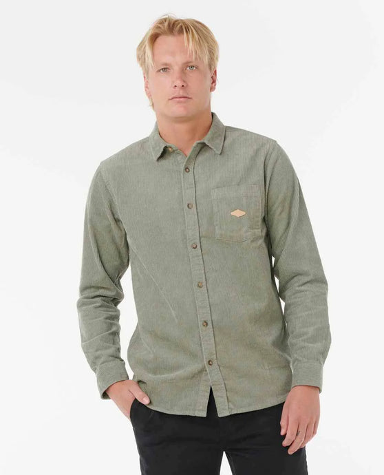 Rip Curl Men's Classic Surf Cord Long Sleeve Shirt Cactus Green 039MSH-2363