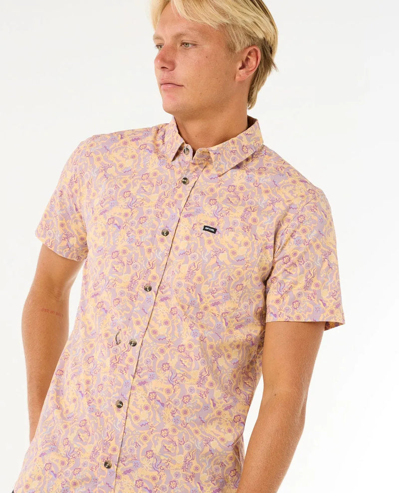 Load image into Gallery viewer, Rip Curl Men&#39;s Floral Reef Short Sleeve Shirt Smokey Grape 03DMSH-5587
