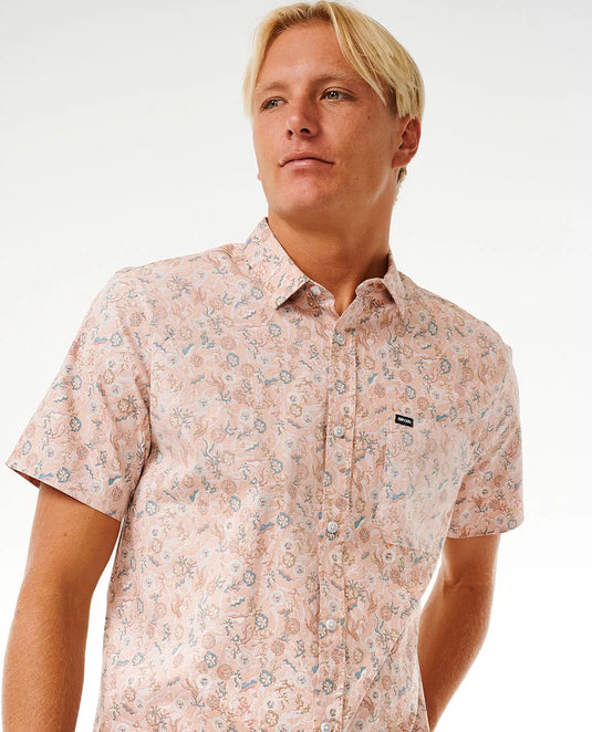 Rip Curl Men's Floral Reef Short Sleeve Shirt Smokey Grape 03DMSH-5587