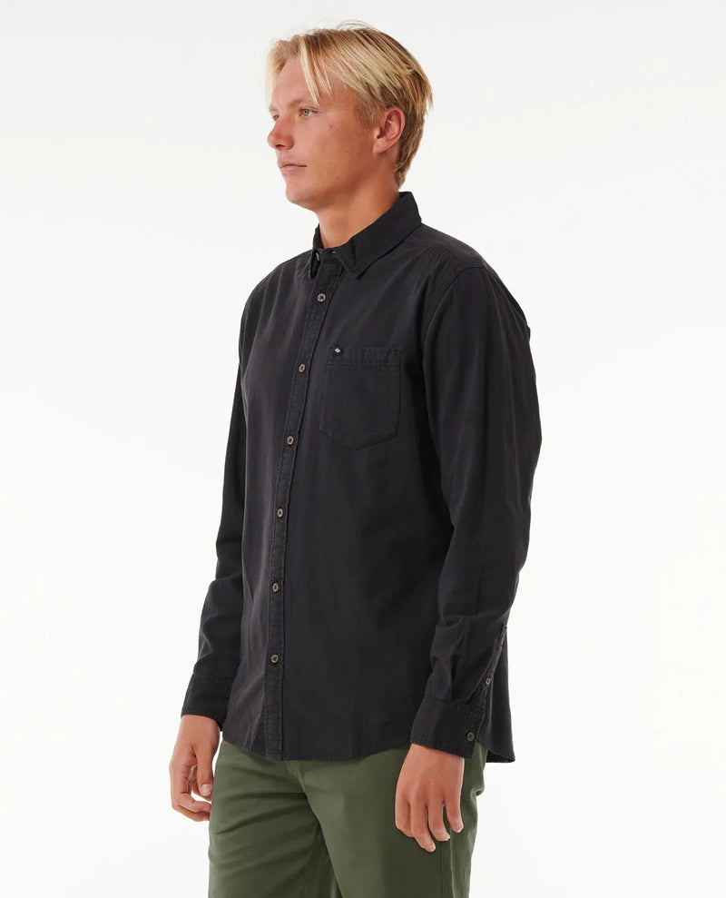 Load image into Gallery viewer, Rip Curl Men&#39;s Classic Surf Washed Long Sleeve Shirt Black 040MSH-0090
