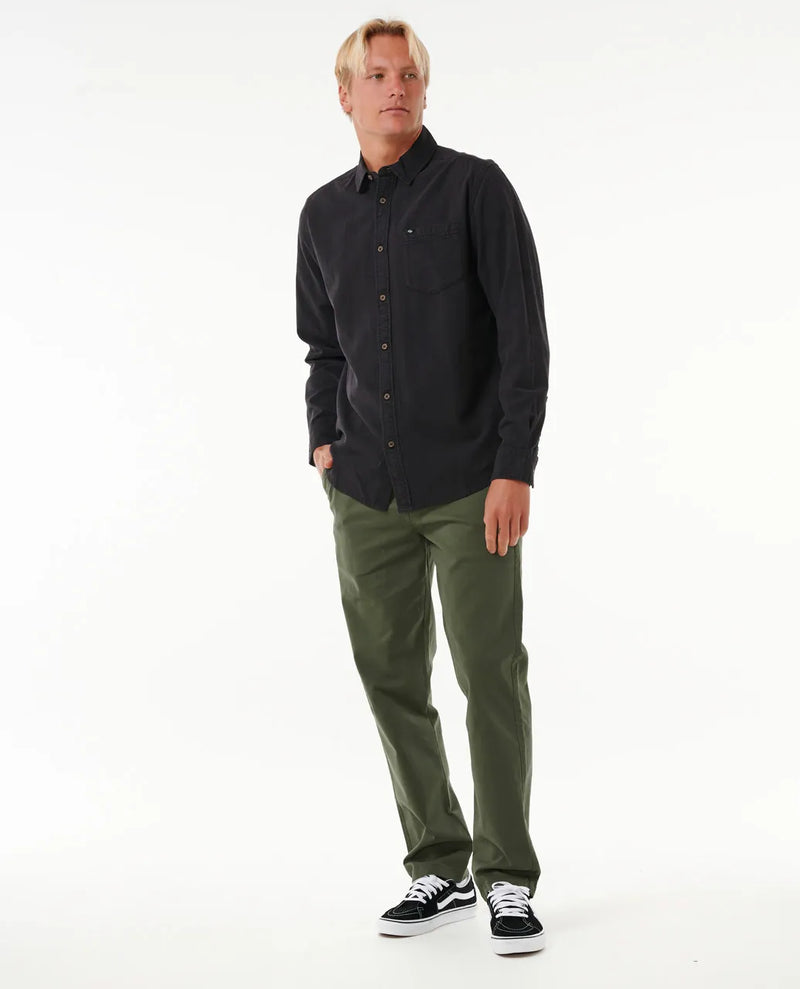 Load image into Gallery viewer, Rip Curl Men&#39;s Classic Surf Washed Long Sleeve Shirt Black 040MSH-0090
