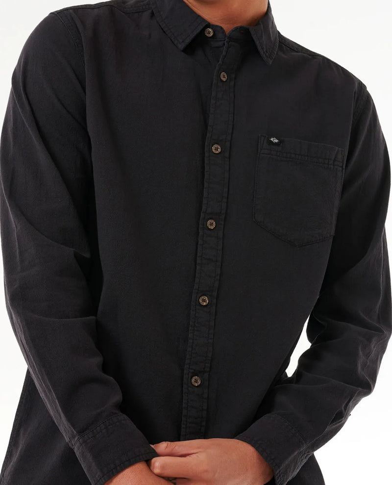 Load image into Gallery viewer, Rip Curl Men&#39;s Classic Surf Washed Long Sleeve Shirt Black 040MSH-0090
