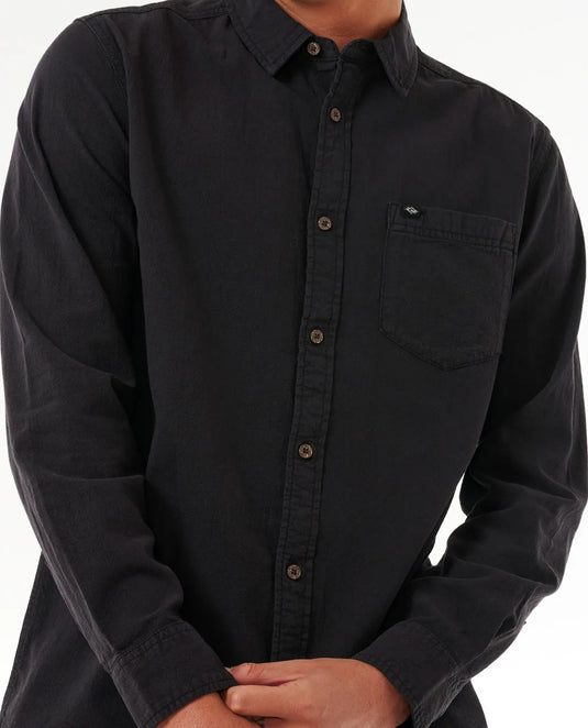 Rip Curl Men's Classic Surf Washed Long Sleeve Shirt Black 040MSH-0090