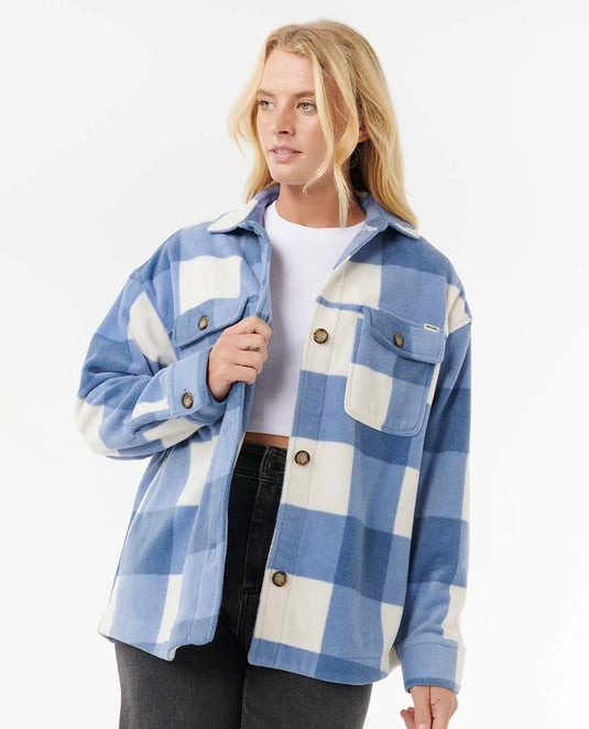Rip Curl Women's Neon Isles Fleece Long Sleeve Shirt Blue 05QWSH-0070