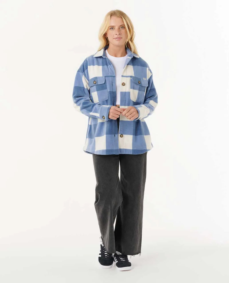 Load image into Gallery viewer, Rip Curl Women&#39;s Neon Isles Fleece Long Sleeve Shirt Blue 05QWSH-0070
