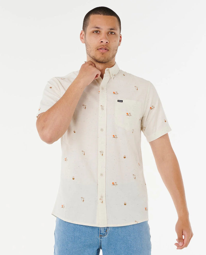 Load image into Gallery viewer, Rip Curl Men's Skelly Breach Short Sleeve Shirt Off White 05XMSH_0003
