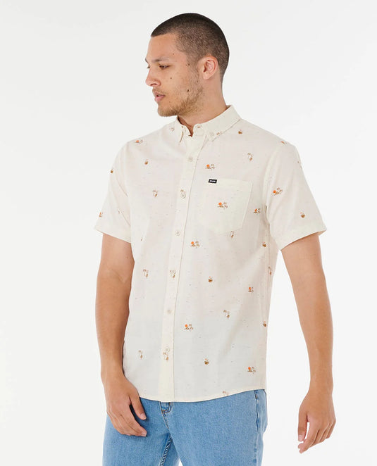 Rip Curl Men's Skelly Breach Short Sleeve Shirt Off White 05XMSH_0003
