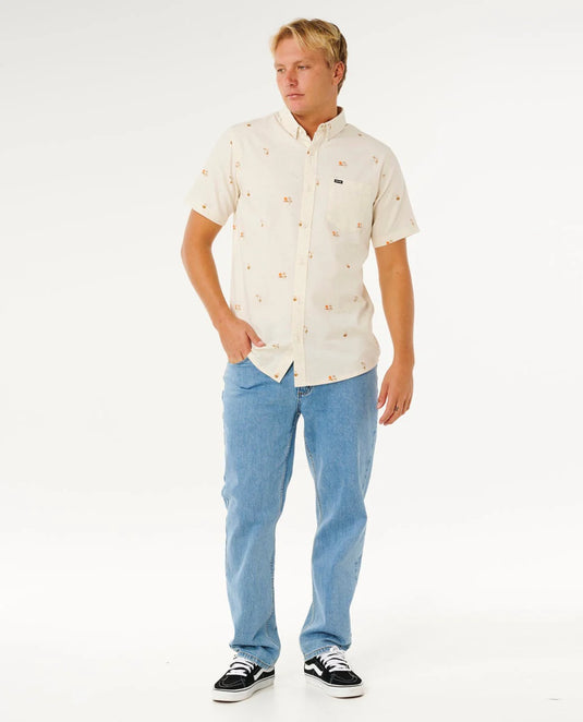 Rip Curl Men's Skelly Breach Short Sleeve Shirt Off White 05XMSH_0003
