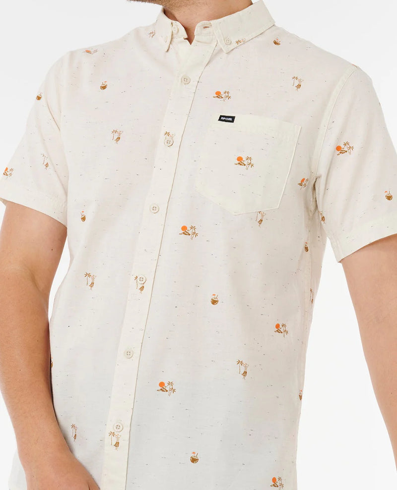 Load image into Gallery viewer, Rip Curl Men's Skelly Breach Short Sleeve Shirt Off White 05XMSH_0003
