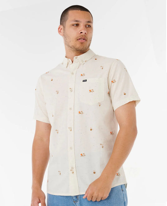 Rip Curl Men's Skelly Breach Short Sleeve Shirt Off White 05XMSH_0003