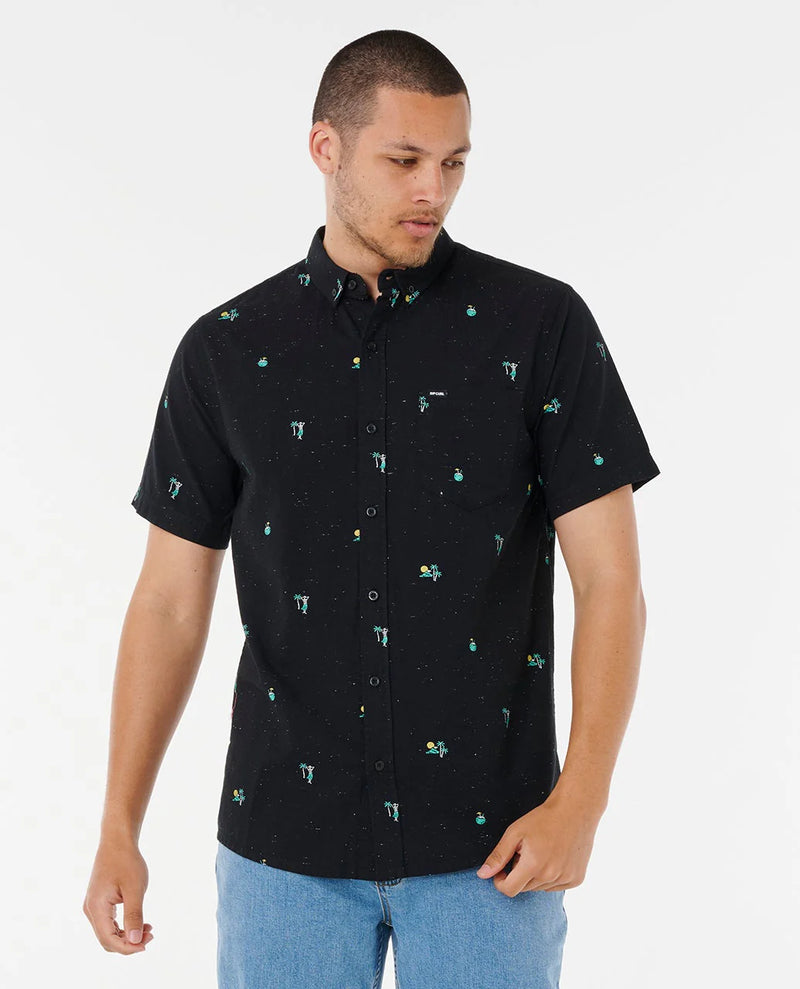 Load image into Gallery viewer, Rip Curl Men's Skelly Breach Short Sleeve Shirt Black 05XMSH_0090
