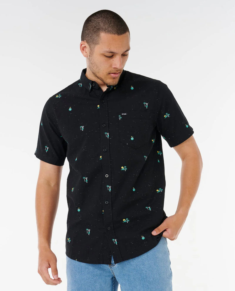 Load image into Gallery viewer, Rip Curl Men's Skelly Breach Short Sleeve Shirt Black 05XMSH_0090
