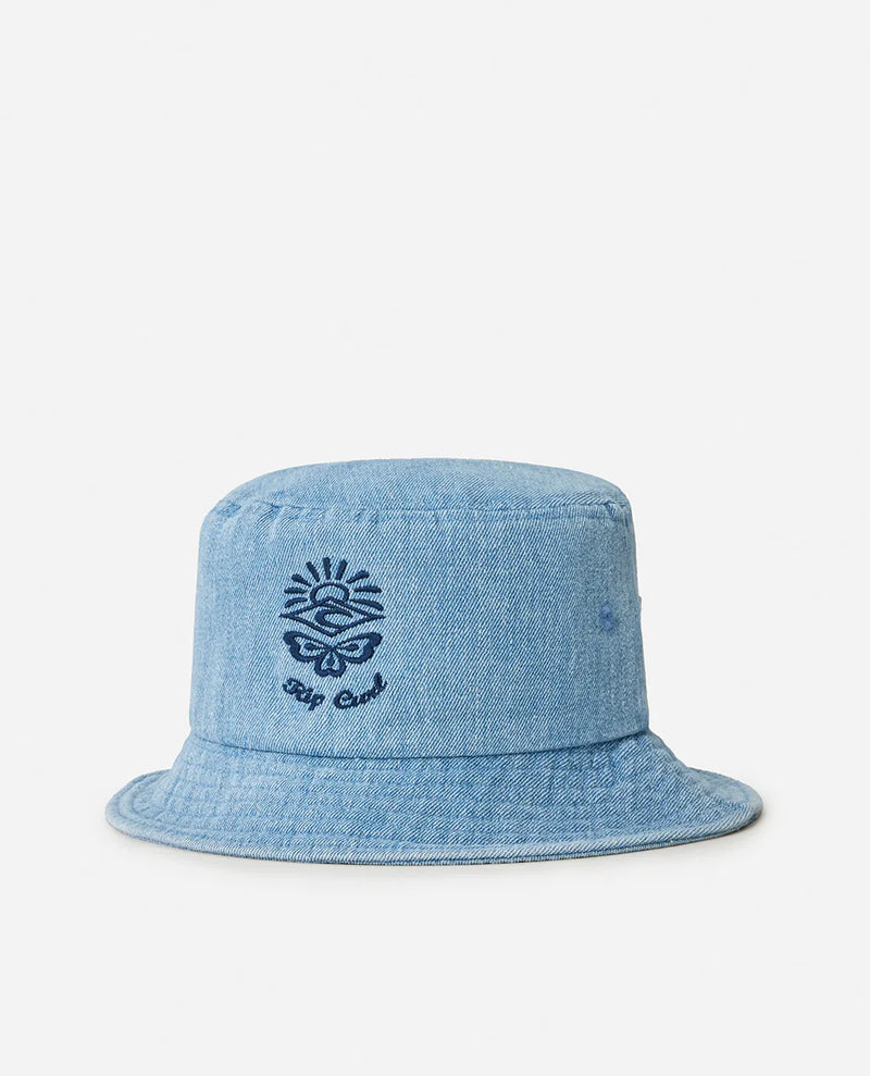 Load image into Gallery viewer, Rip Curl Women&#39;s Denim Short Brim Bucket Hat Mid Blue 06IWHE-8962
