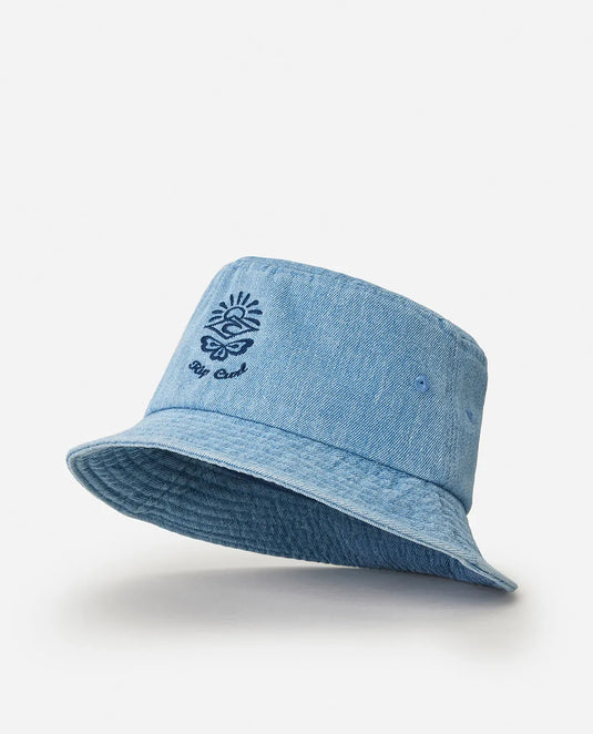 Rip Curl Women's Denim Short Brim Bucket Hat Mid Blue 06IWHE-8962