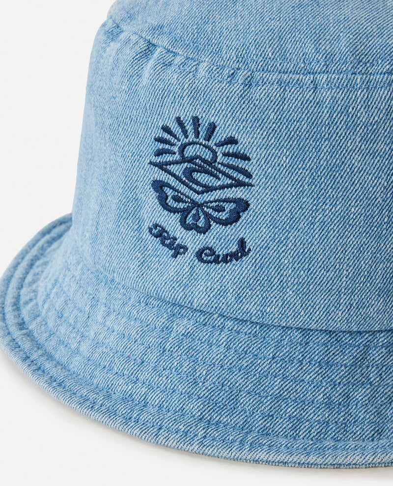 Load image into Gallery viewer, Rip Curl Women&#39;s Denim Short Brim Bucket Hat Mid Blue 06IWHE-8962
