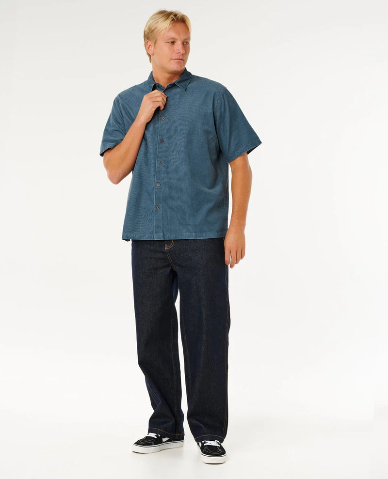 Load image into Gallery viewer, Rip Curl Men's Premium Surf Cord Short Sleeve Shirt Pine Night 06NMSH_2213
