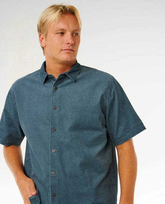 Rip Curl Men's Premium Surf Cord Short Sleeve Shirt Pine Night 06NMSH_2213