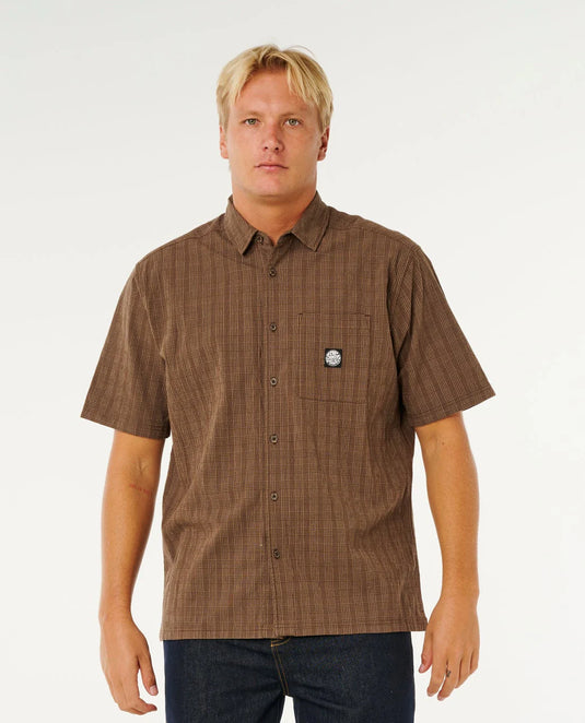Rip Curl Men's Premium Surf Check Short Sleeve Shirt Coffee 06OMSH_0005