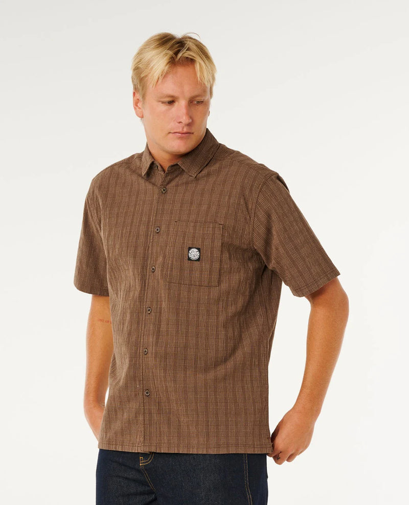 Load image into Gallery viewer, Rip Curl Men's Premium Surf Check Short Sleeve Shirt Coffee 06OMSH_0005
