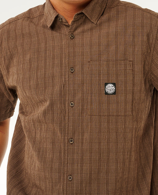 Rip Curl Men's Premium Surf Check Short Sleeve Shirt Coffee 06OMSH_0005