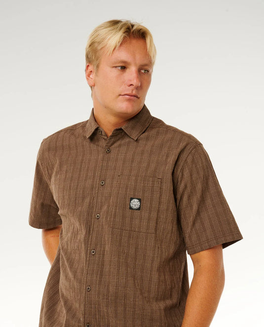 Rip Curl Men's Premium Surf Check Short Sleeve Shirt Coffee 06OMSH_0005