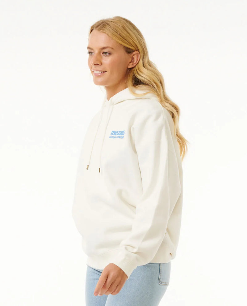 Load image into Gallery viewer, Rip Curl Women&#39;s Surf Puff Heritage Hoodie Bone/Bright Blue 06AWFL-2171
