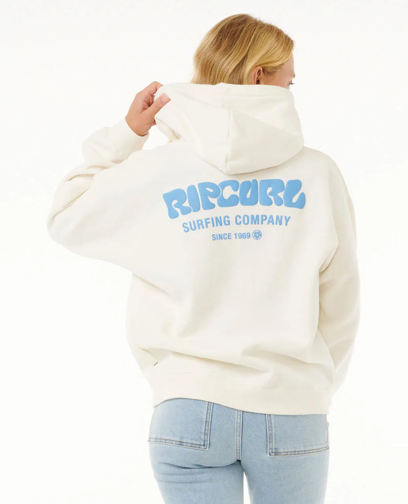 Load image into Gallery viewer, Rip Curl Women&#39;s Surf Puff Heritage Hoodie Bone/Bright Blue 06AWFL-2171
