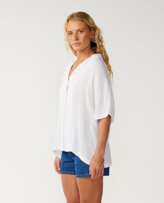 Rip Curl Women's Premium Surf Short Sleeve Shirt White 073WSH_1000