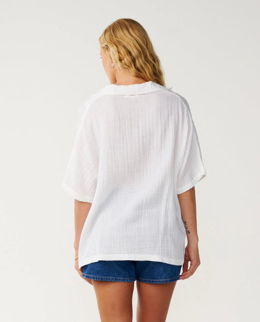 Rip Curl Women's Premium Surf Short Sleeve Shirt White 073WSH_1000