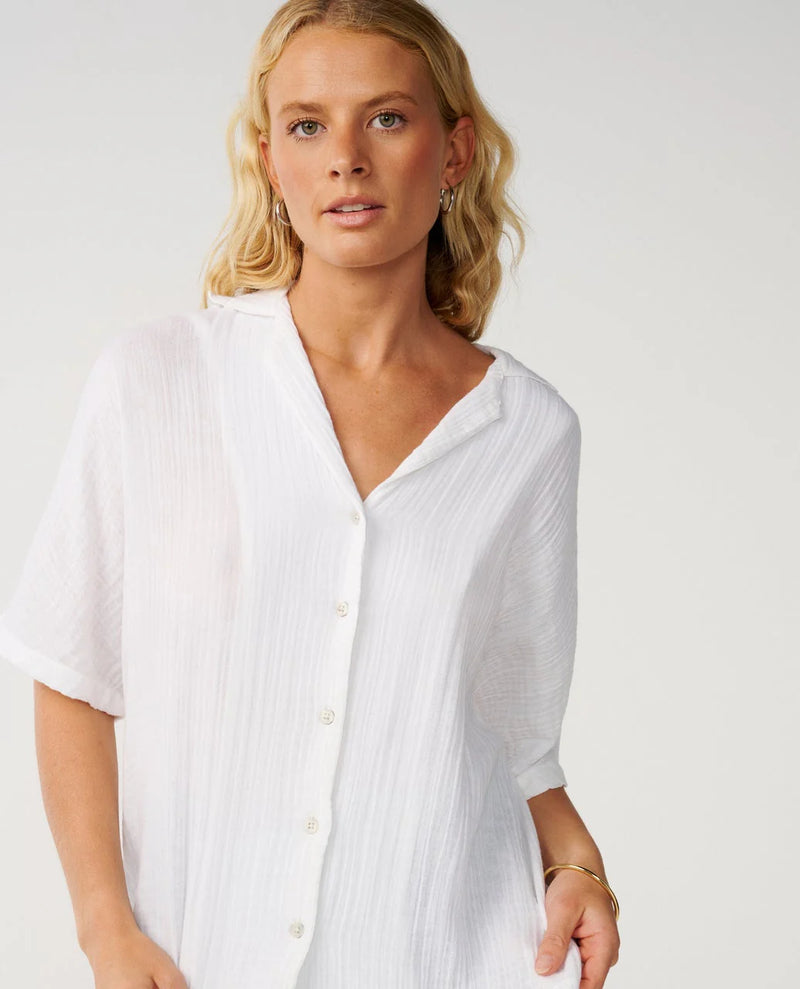 Load image into Gallery viewer, Rip Curl Women's Premium Surf Short Sleeve Shirt White 073WSH_1000
