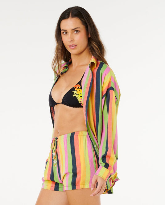 Rip Curl Women's Neon Stripe Relaxed Shirt Multico 07PWSH-3282