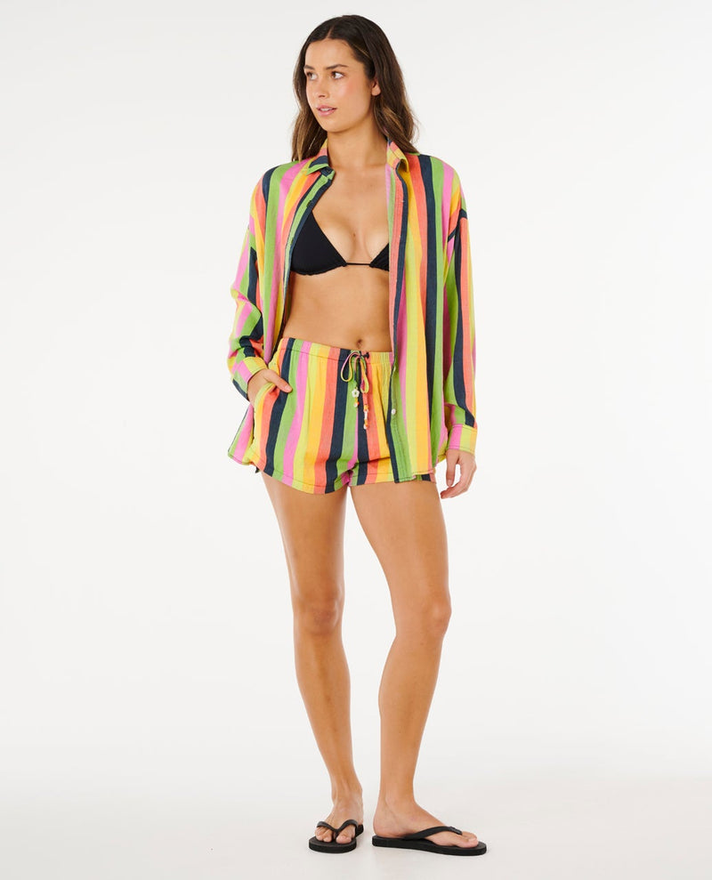 Load image into Gallery viewer, Rip Curl Women's Neon Stripe Relaxed Shirt Multico 07PWSH-3282

