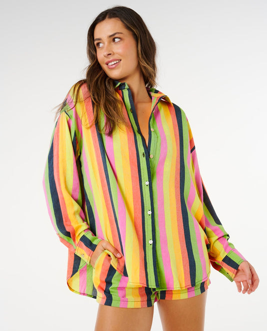Rip Curl Women's Neon Stripe Relaxed Shirt Multico 07PWSH-3282