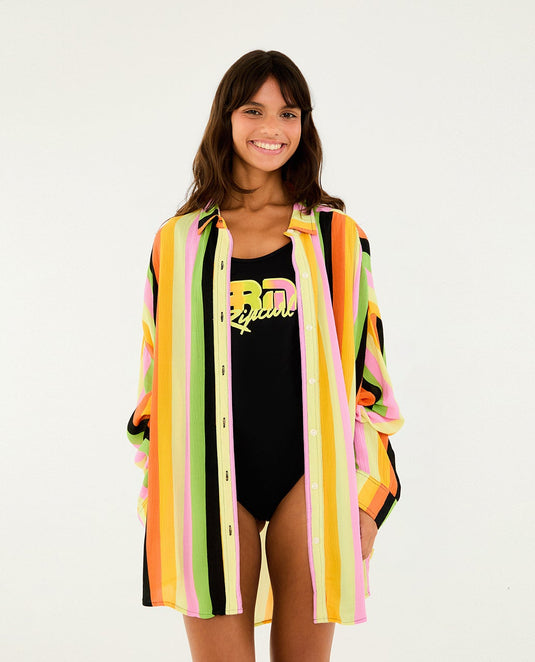 Rip Curl Women's Neon Stripe Relaxed Shirt Multico 07PWSH-3282