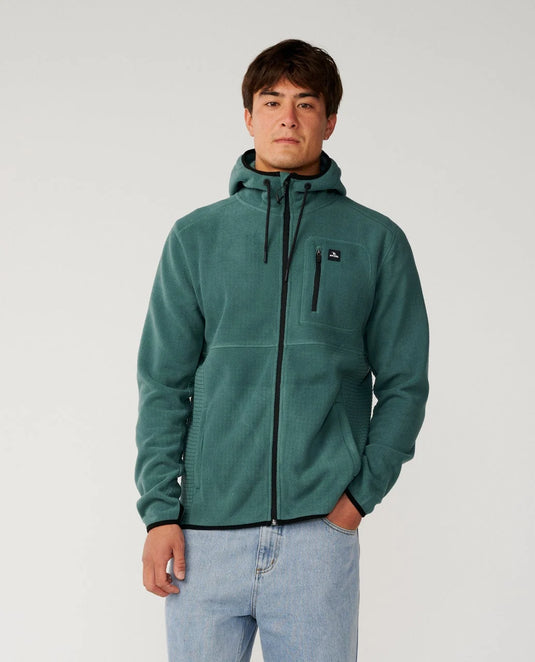 Rip Curl Men's Departed Polar Fleece Zip Through Jacket Muted Green 08VMFL-8088