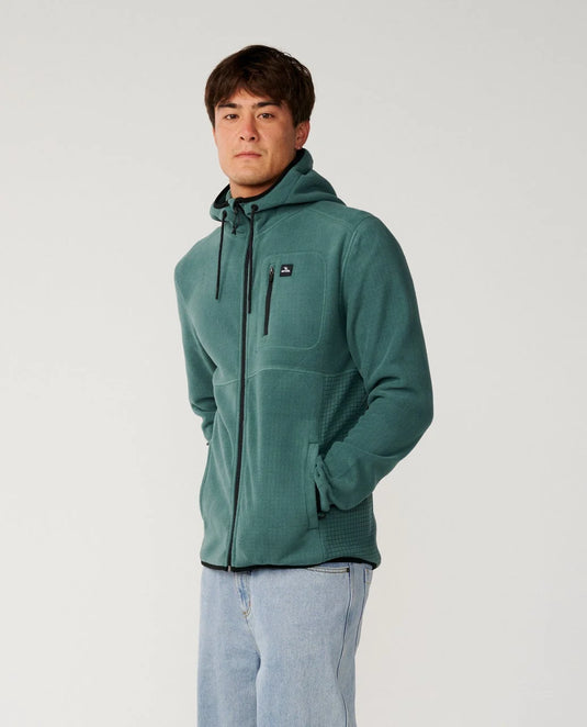 Rip Curl Men's Departed Polar Fleece Zip Through Jacket Muted Green 08VMFL-8088