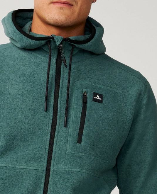 Rip Curl Men's Departed Polar Fleece Zip Through Jacket Muted Green 08VMFL-8088