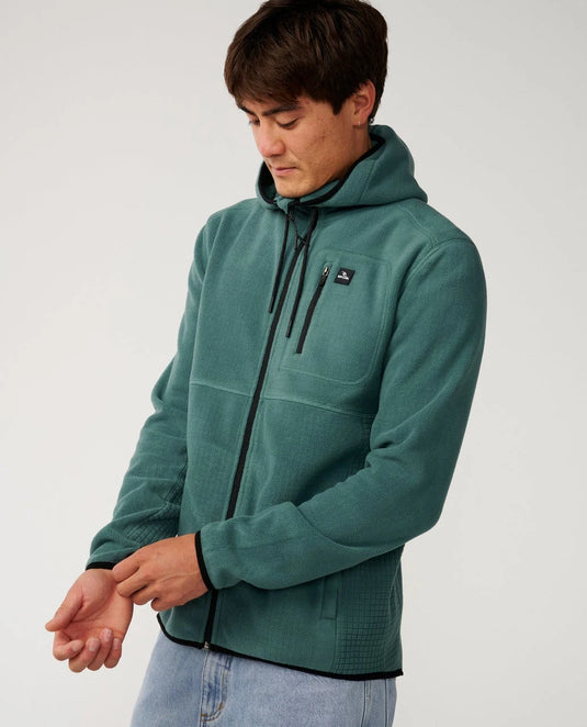 Rip Curl Men's Departed Polar Fleece Zip Through Jacket Muted Green 08VMFL-8088