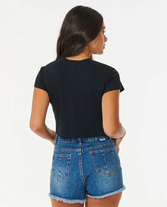 Rip Curl Women's Classic Ribbed T-Shirt Black 08AWTE-0090