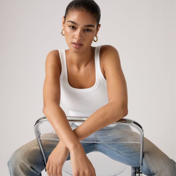 Load image into Gallery viewer, Levi's Women's Essential Ribbed Tank Top White 005IN0000
