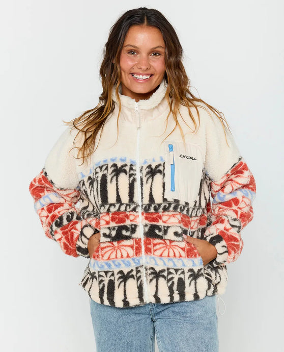 Rip Curl Women's Oceanic Zip Thru Polar Beige Fleece 09QWFL-0001