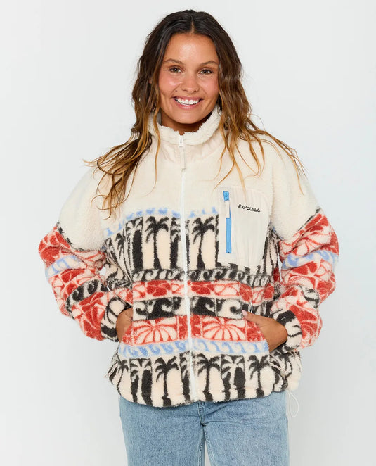 Rip Curl Women's Oceanic Zip Thru Polar Beige Fleece 09QWFL-0001