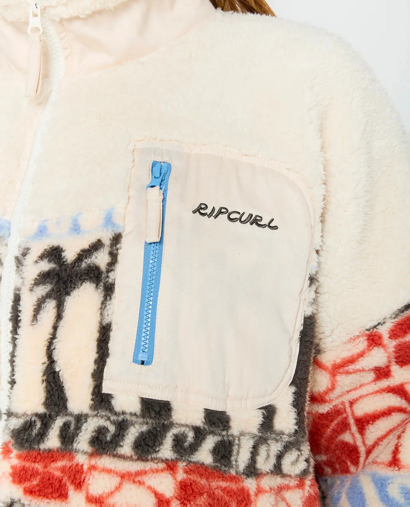 Load image into Gallery viewer, Rip Curl Women&#39;s Oceanic Zip Thru Polar Beige Fleece 09QWFL-0001
