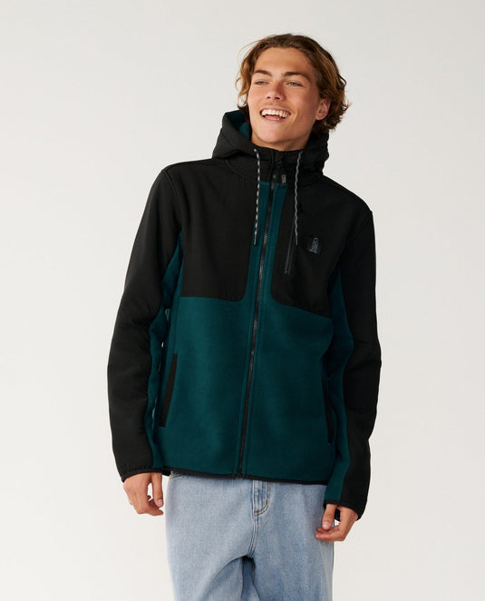 Rip Curl Men's Search Series Panelled Zip Through Fleece Blue Green 09VMFL-76