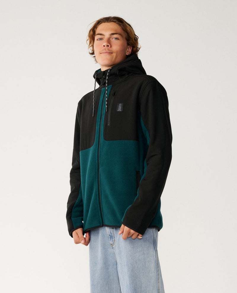 Load image into Gallery viewer, Rip Curl Men's Search Series Panelled Zip Through Fleece Blue Green 09VMFL-76
