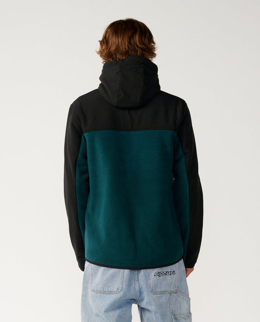 Rip Curl Men's Search Series Panelled Zip Through Fleece Blue Green 09VMFL-76